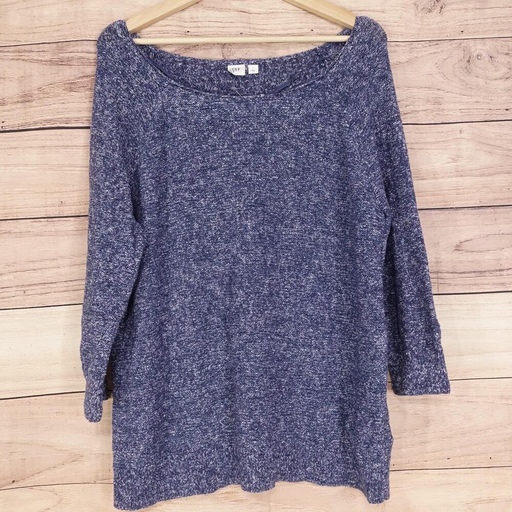 New! Gap Sweater Womens Large Blue Boat Neck Knit Pullover Long Sleeve